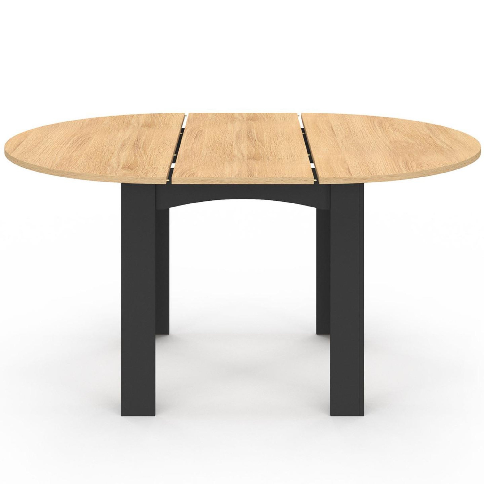Voir la diapositive 3 : ID MARKET Ensemble table à manger extensible ronde dona noire plateau façon hêtre 110 - 150 cm et 6 chaises mila velours noir