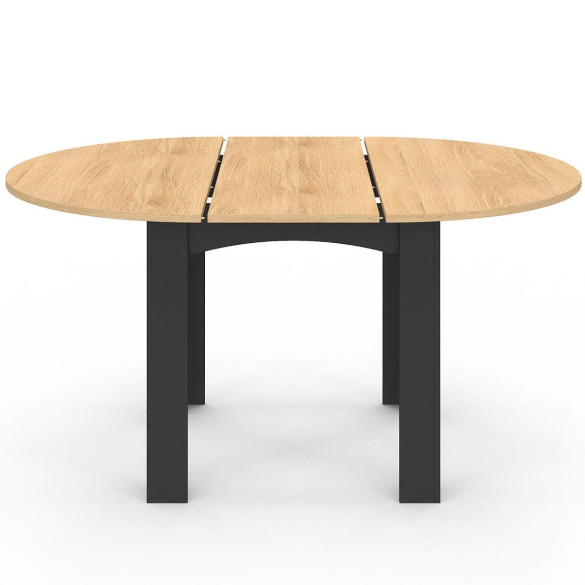 ID MARKET Ensemble table à manger extensible ronde DONA noire plateau façon hêtre 110 - 150 cm et 6 chaises MILA velours noir