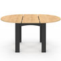 Voir la diapositive 3 : ID MARKET Ensemble table à manger extensible ronde DONA noire plateau façon hêtre 110 - 150 cm et 6 chaises MILA velours noir