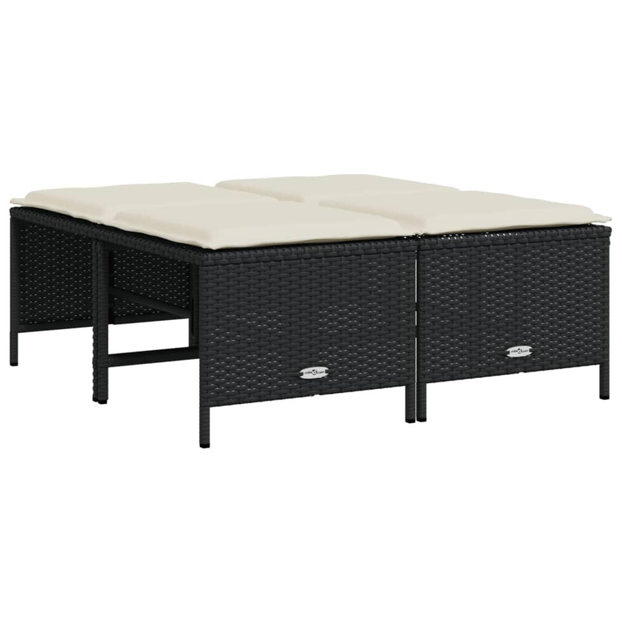 Voir la diapositive 2 : VIDAXL Tabourets de jardin avec coussins lot de 4 noir resine tressee