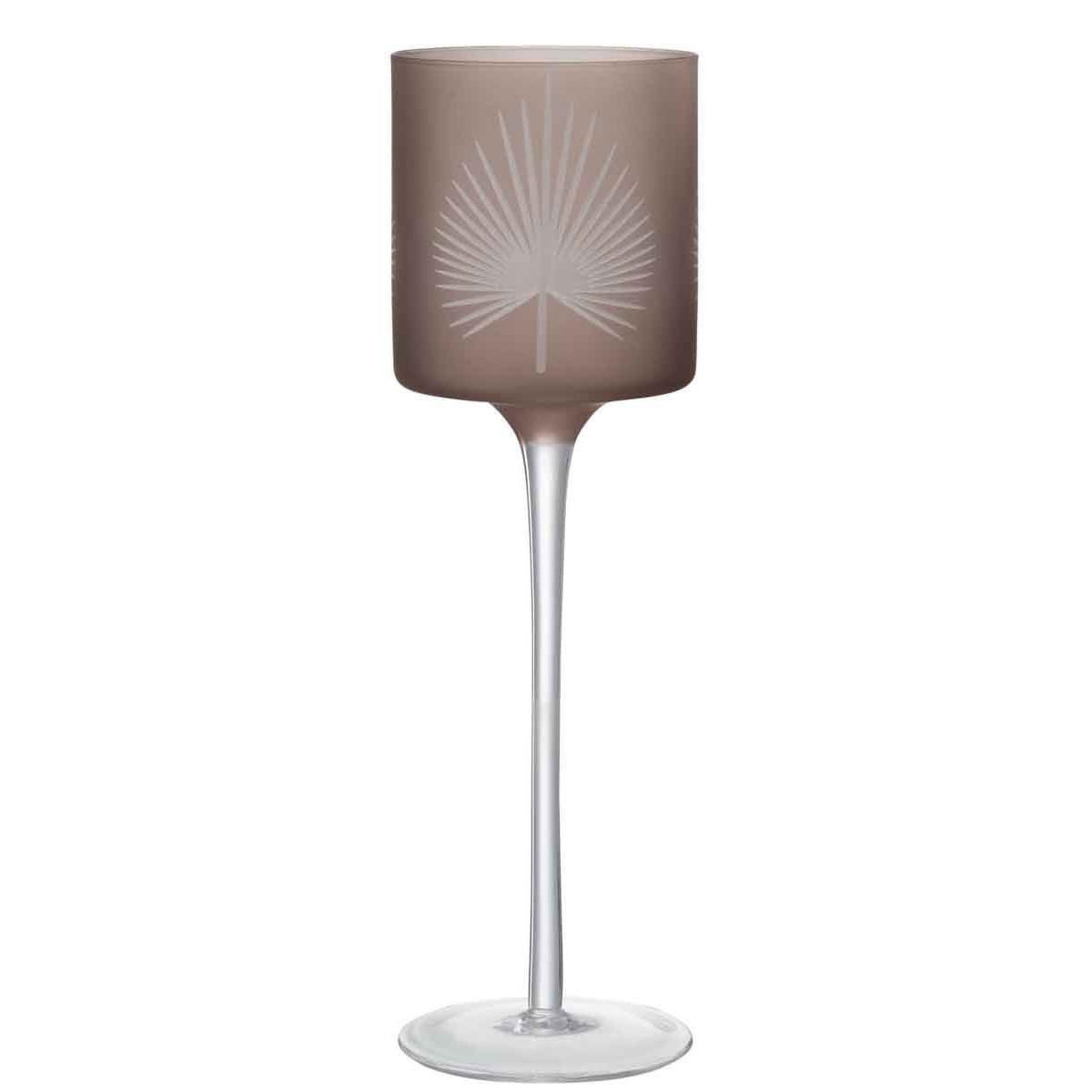 Voir la diapositive 1 : J-LINE Photophore déco  feuilles de palmier  30cm marron