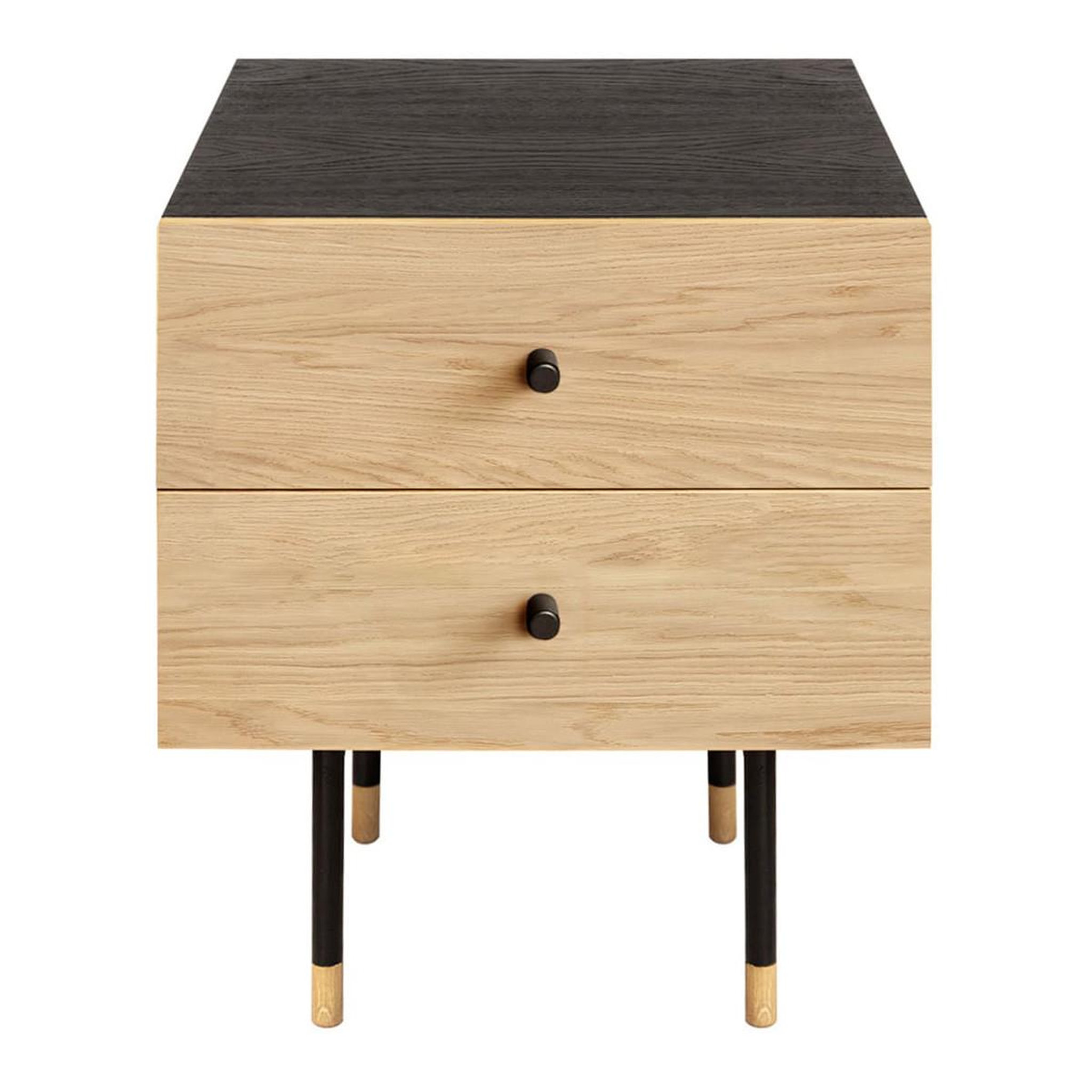 Paris Prix Table de chevet 2 tiroirs  jugend  46cm noir & chêne