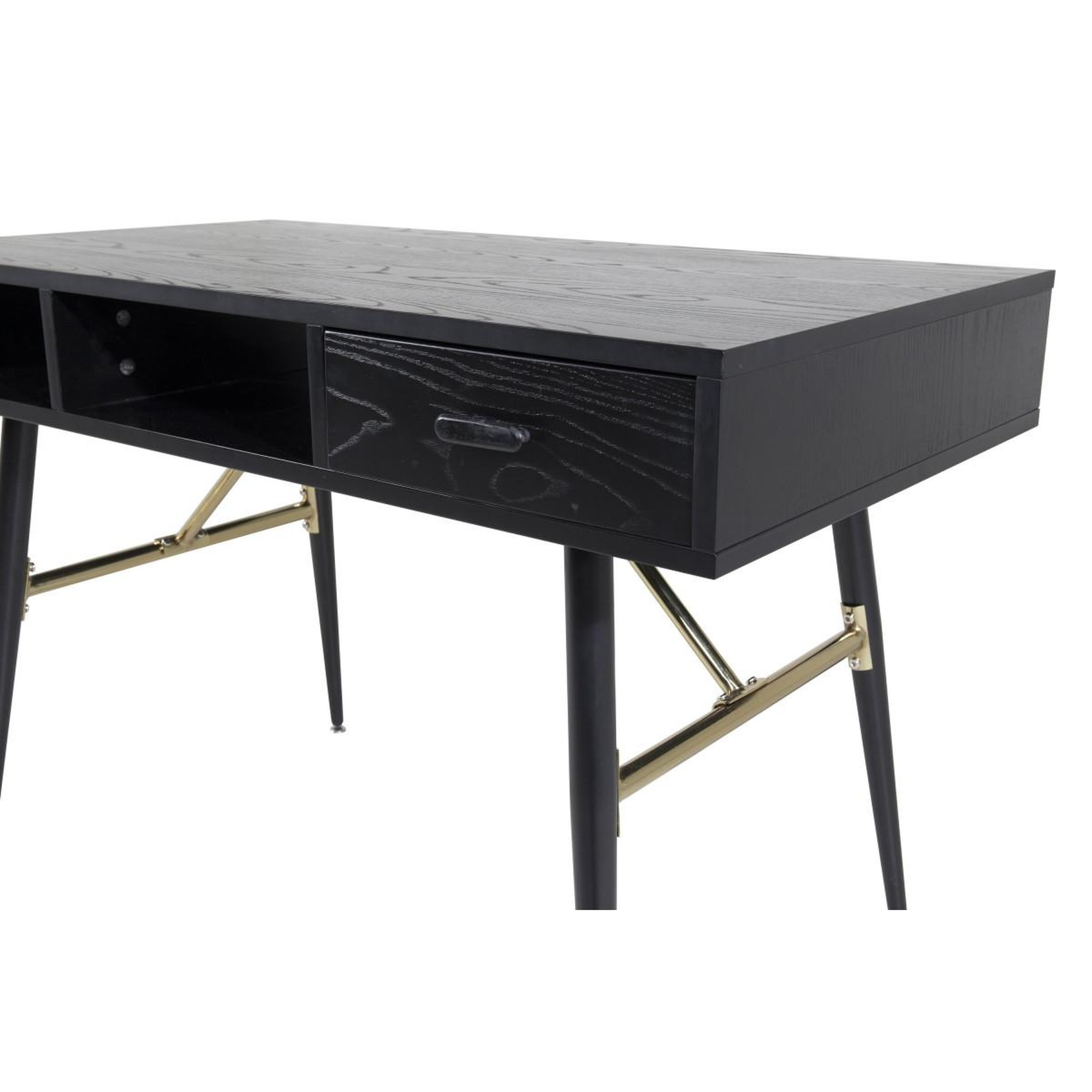 Voir la diapositive 3 : Paris Prix Bureau design avec tiroir  gold  110cm noir