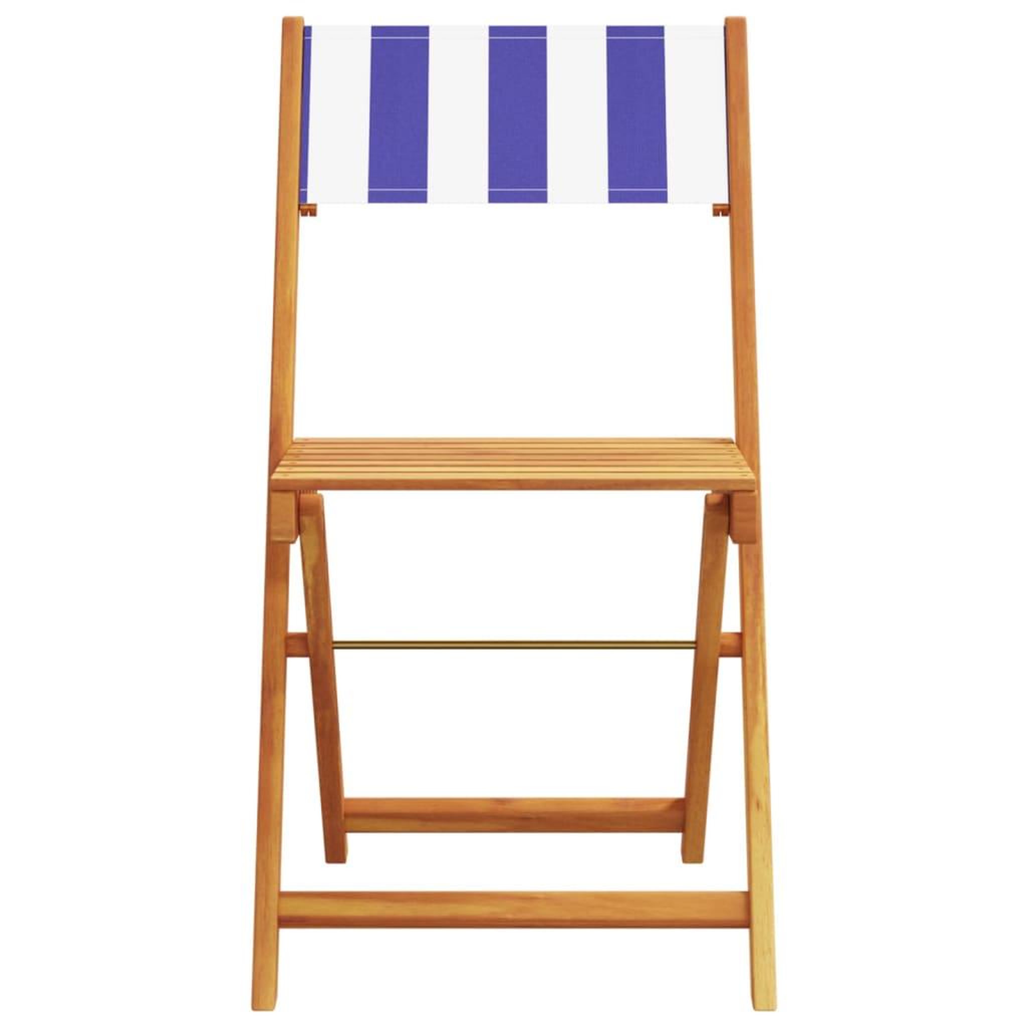Voir la diapositive 5 : VIDAXL Ensemble de bistro 3 pcs bleu et blanc tissu et bois massif