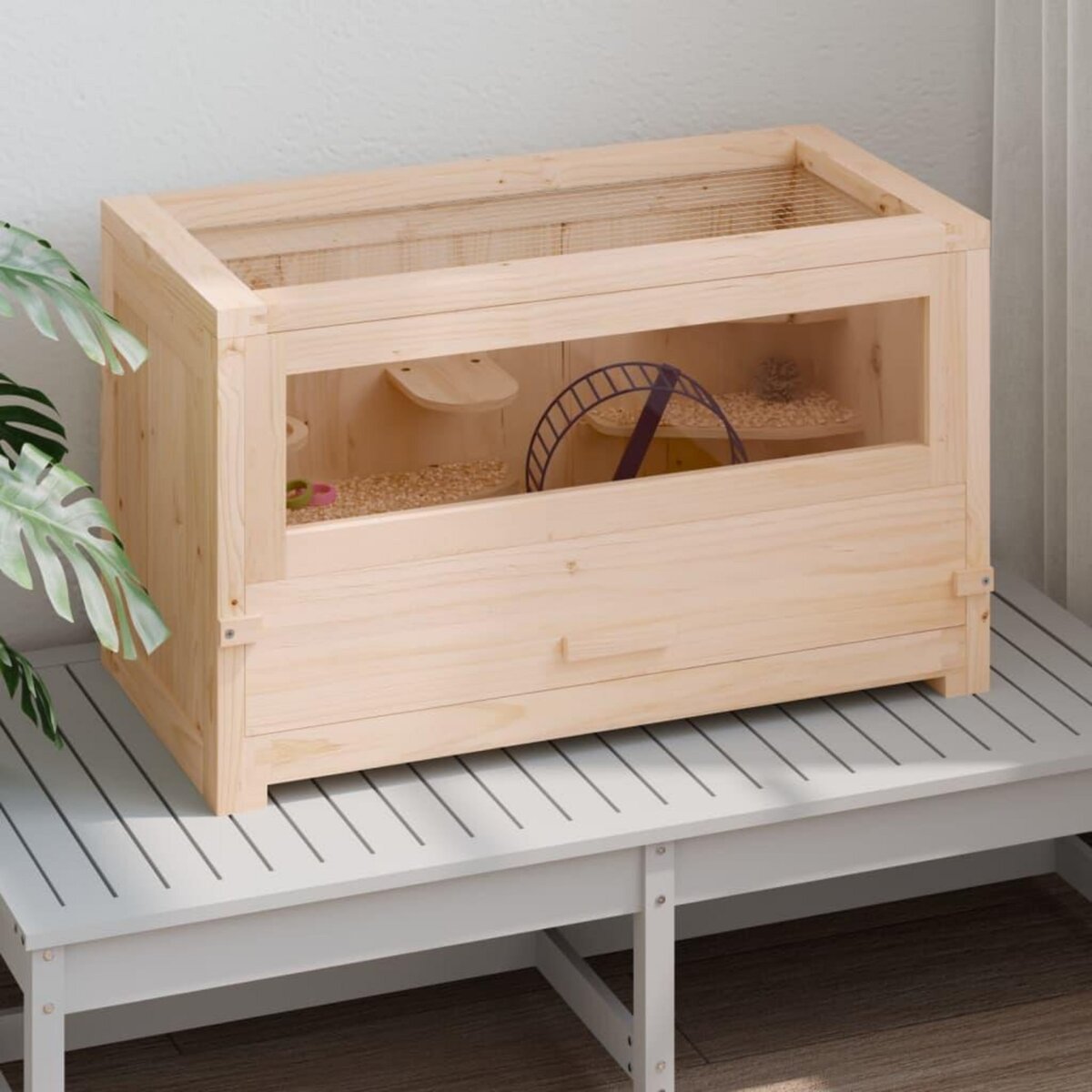 VIDAXL Cage a hamster 60x30x35 cm bois massif de sapin