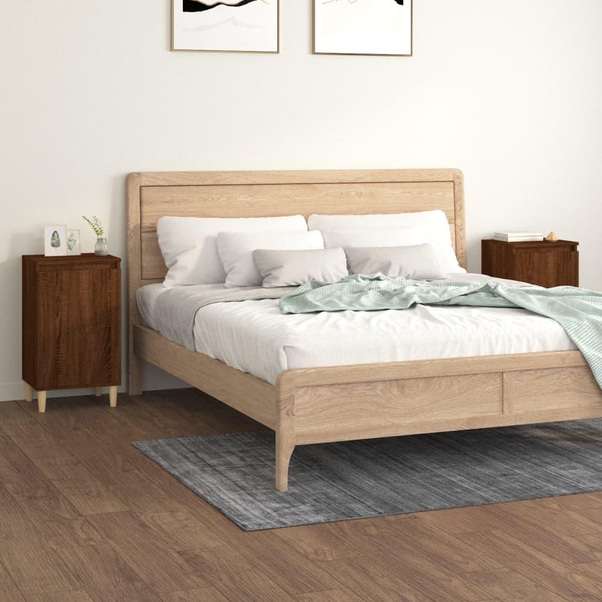 Voir la diapositive 1 : VIDAXL Tables de chevet 2pcs chene marron 40x35x70cm bois d'ingenierie