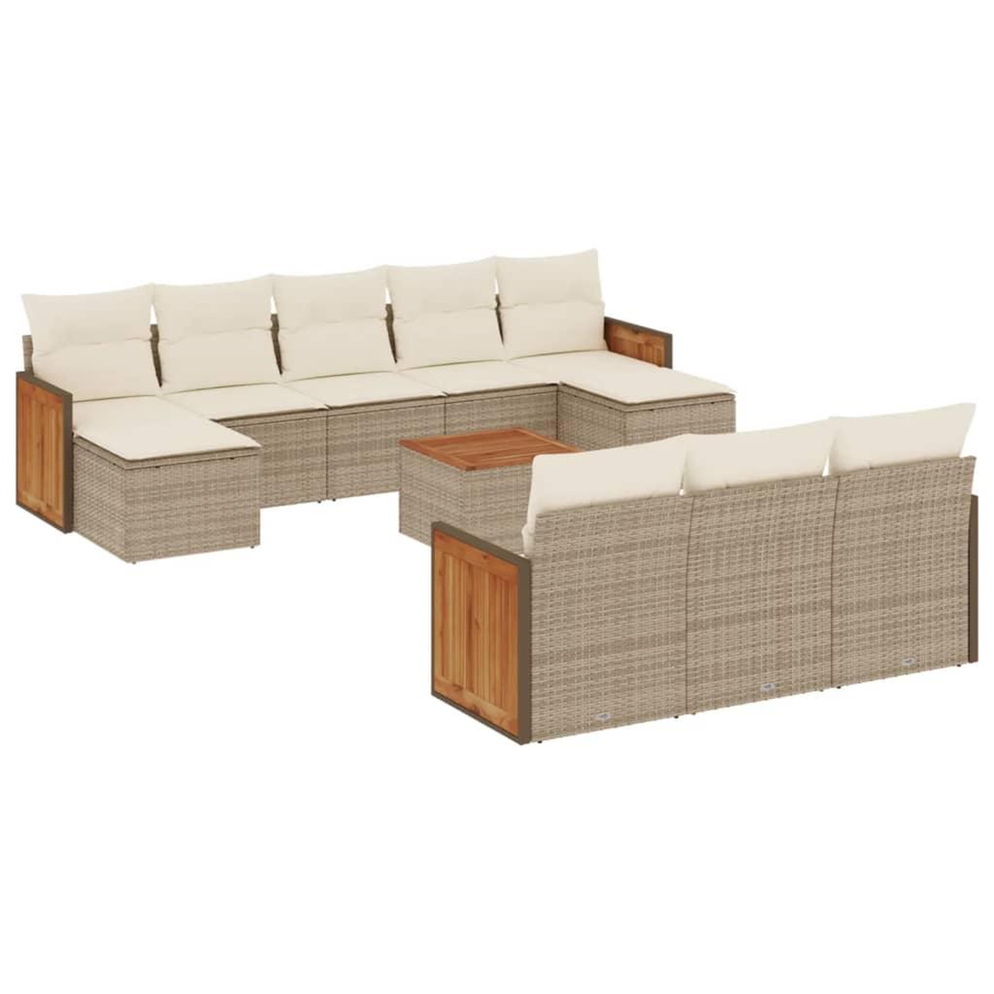 Voir la diapositive 2 : VIDAXL Salon de jardin 11 pcs avec coussins beige resine tressee