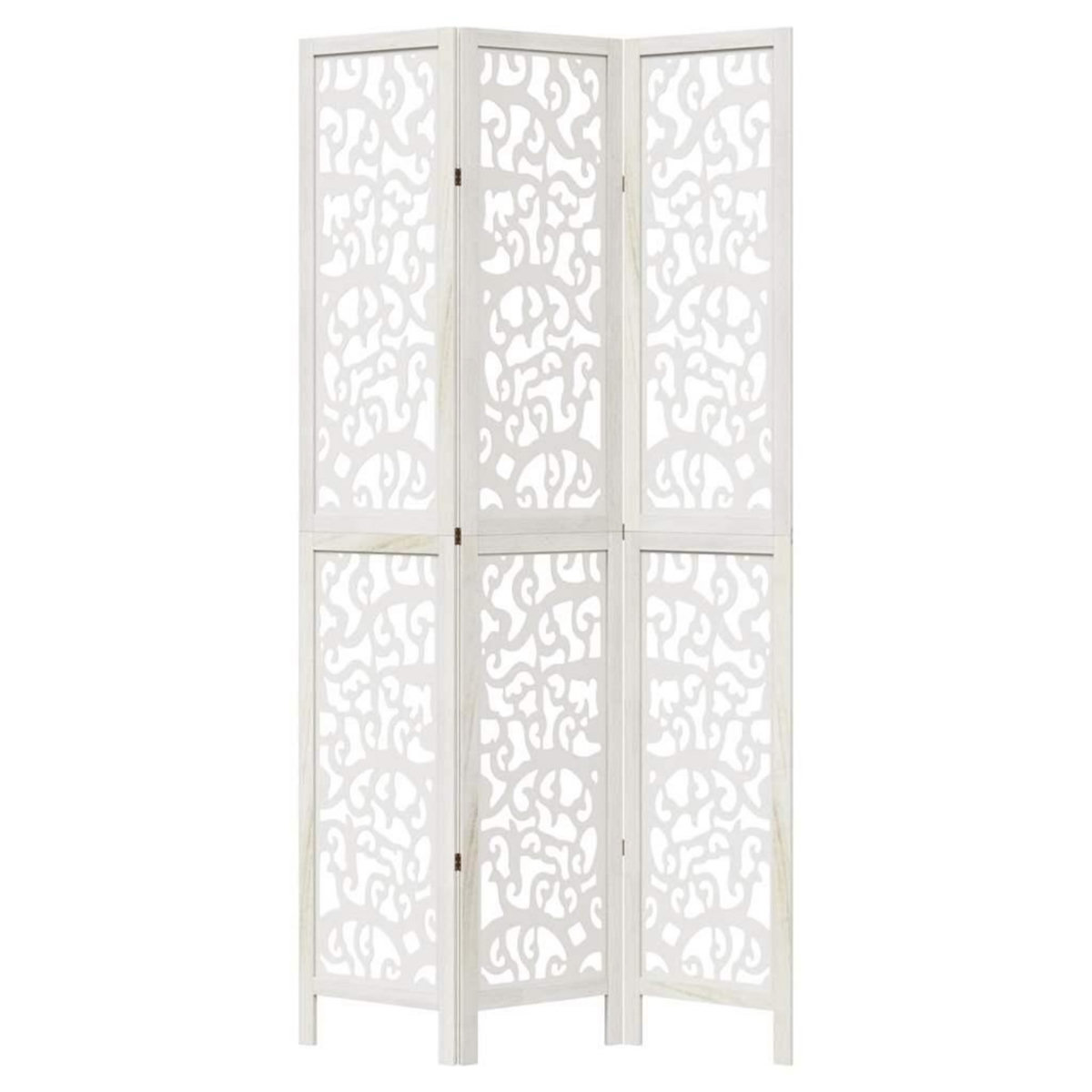 VIDAXL Cloison de separation 3 panneaux blanc bois de paulownia massif