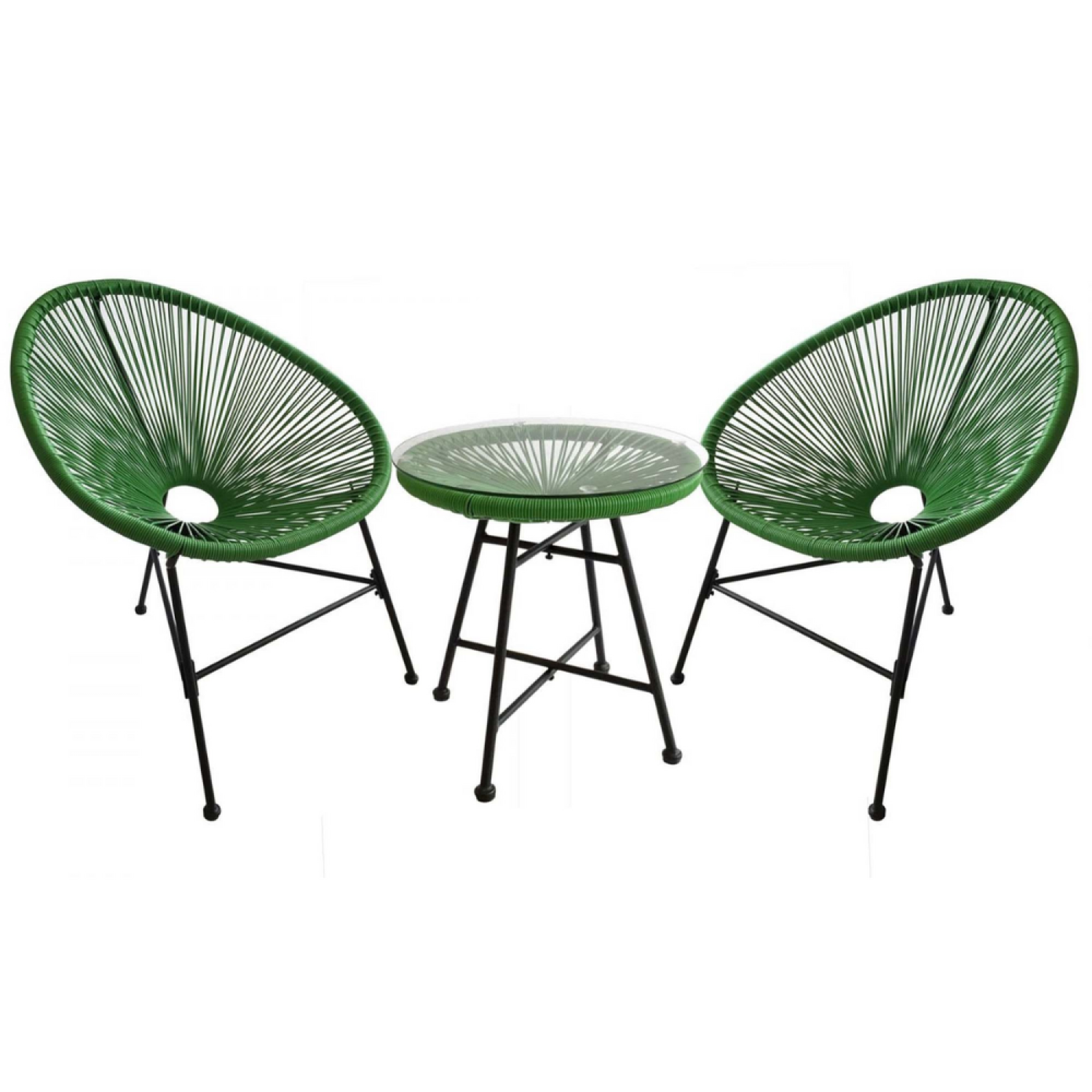 CONCEPT USINE Salon de jardin 2 fauteuils ronds et table basse vert acapulco
