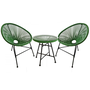 Voir la diapositive 1 : CONCEPT USINE Salon de jardin 2 fauteuils ronds et table basse vert ACAPULCO