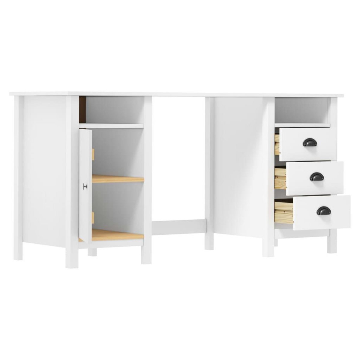 VIDAXL Bureau Hill Blanc 150x50x74 cm Bois de pin solide