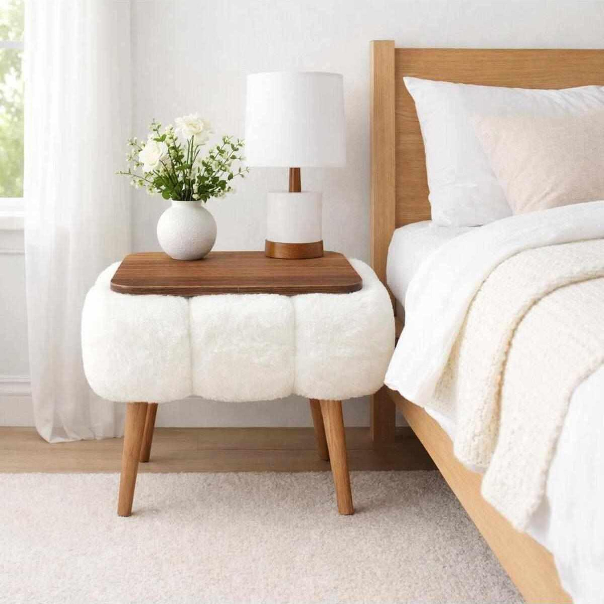 Voir la diapositive 2 : Habitat et Jardin Table d'appoint en bois  papatya 35x45  - 45 x 35 x 44 cm - blanc