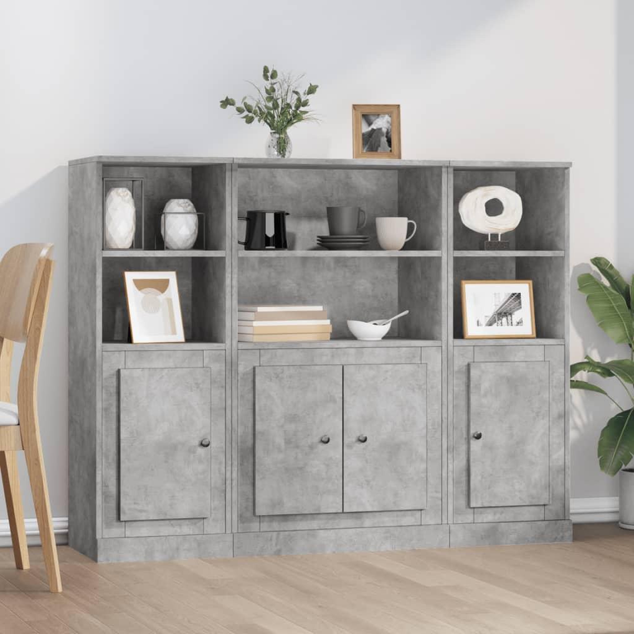 Voir la diapositive 1 : VIDAXL Buffets 3 pcs gris beton bois d'ingenierie