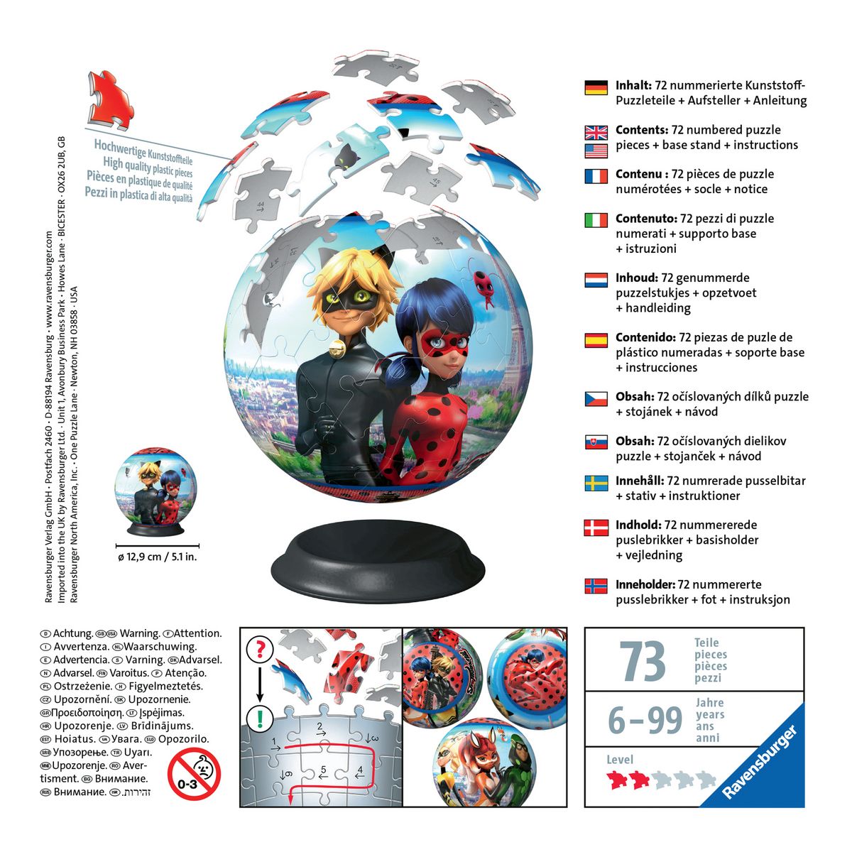 RAVENSBURGER Puzzle 3D rond 72 p - Miraculous