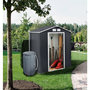 Voir la diapositive 2 : Habitat et Jardin Abri de jardin métal-  Vegas - 2,7 m² avec gouttière et récupérateur d'eau - Gris