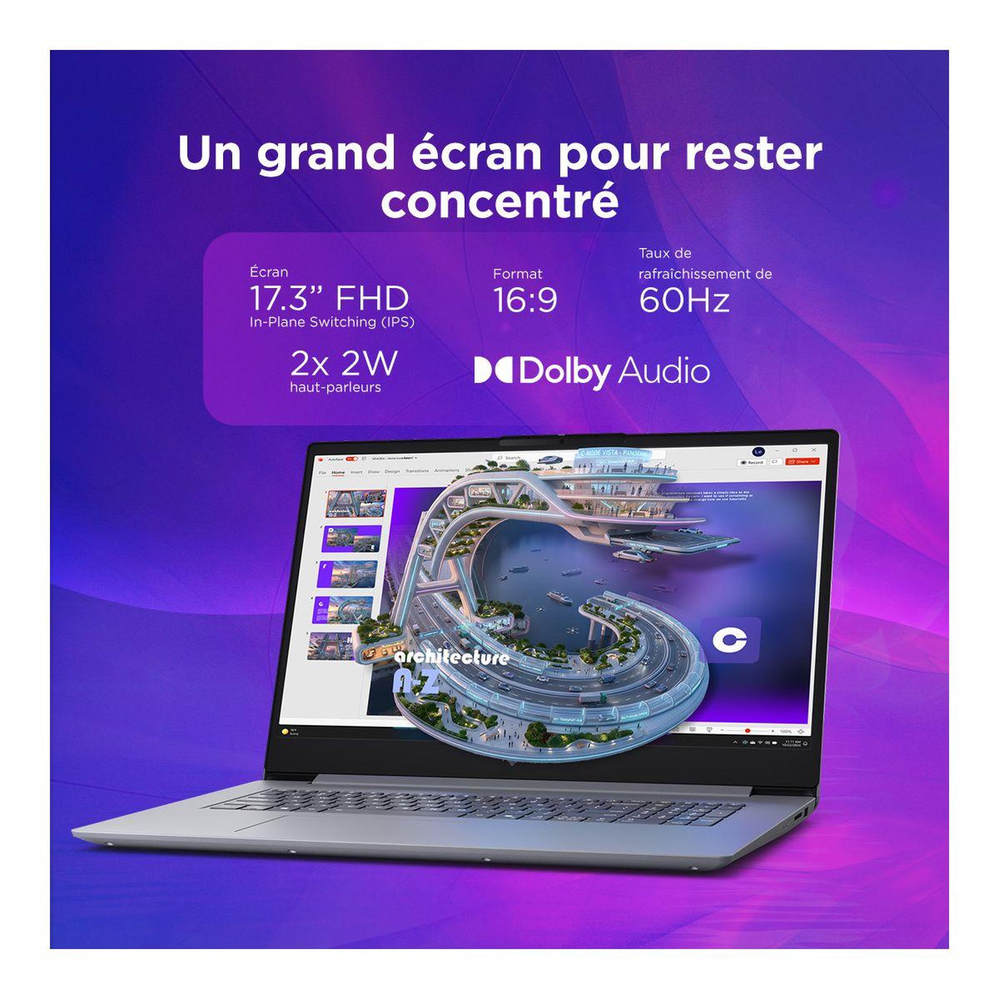 Voir la diapositive 3 : Lenovo Ordinateur portable ideapad slim 3 17iwc11 luna grey 17,3  intel core 7 350 8 go ram ddr5 ssd 512 go