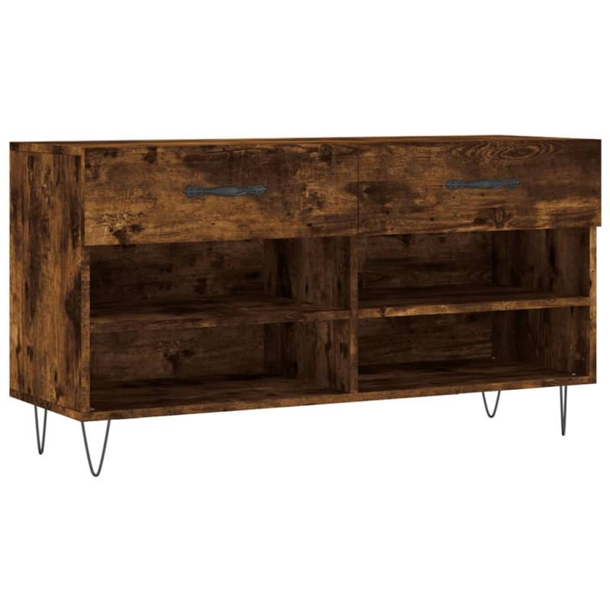 Voir la diapositive 2 : VIDAXL Banc à chaussures chêne fumé 102x35x55 cm bois d ingénierie