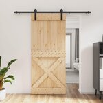 VIDAXL Porte coulissante et kit de quincaillerie 90x210 cm pin massif