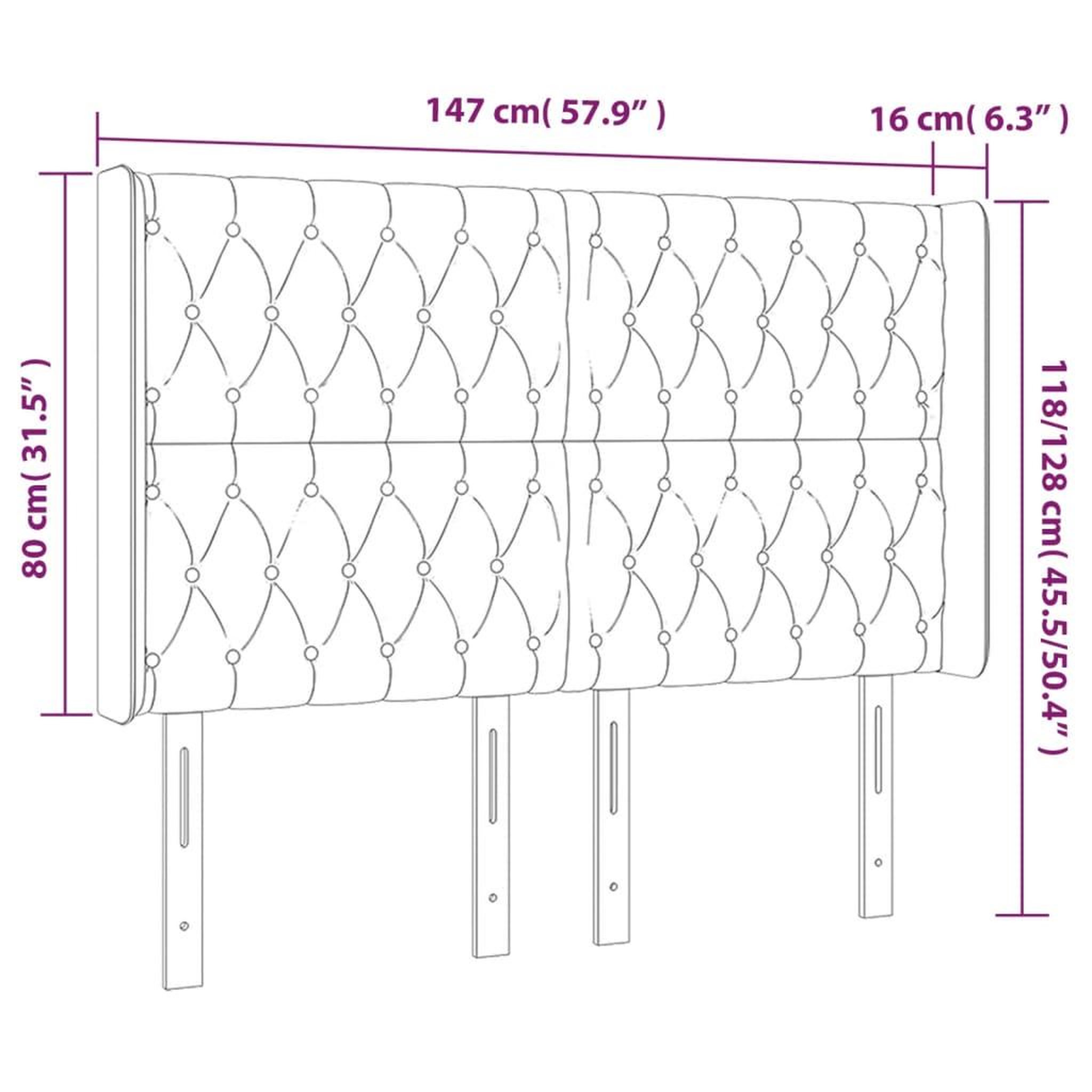 Voir la diapositive 6 : VIDAXL Tete de lit a LED Marron fonce 147x16x118/128 cm Tissu