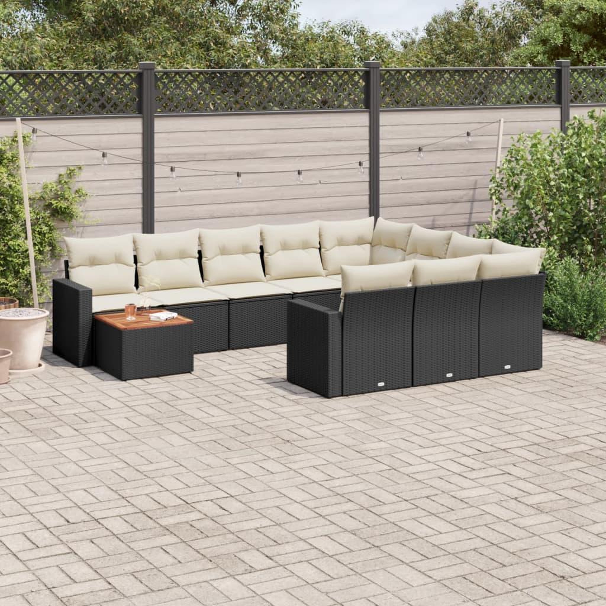 VIDAXL Salon de jardin 11 pcs avec coussins noir resine tressee