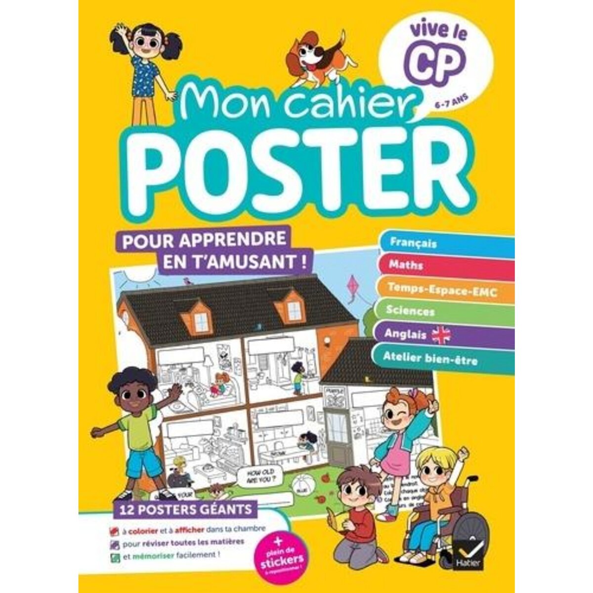 MON CAHIER POSTER VIVE LE CP. 12 POSTERS GEANTS ET PLEIN DE STICKERS A REPOSITIONNER !, Ledoux Julien