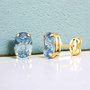 Voir la diapositive 3 : L'ATELIER D'AZUR Boucles d'Oreilles Or 18 Carats 750/000 - Zirconiums Topaze Bleue