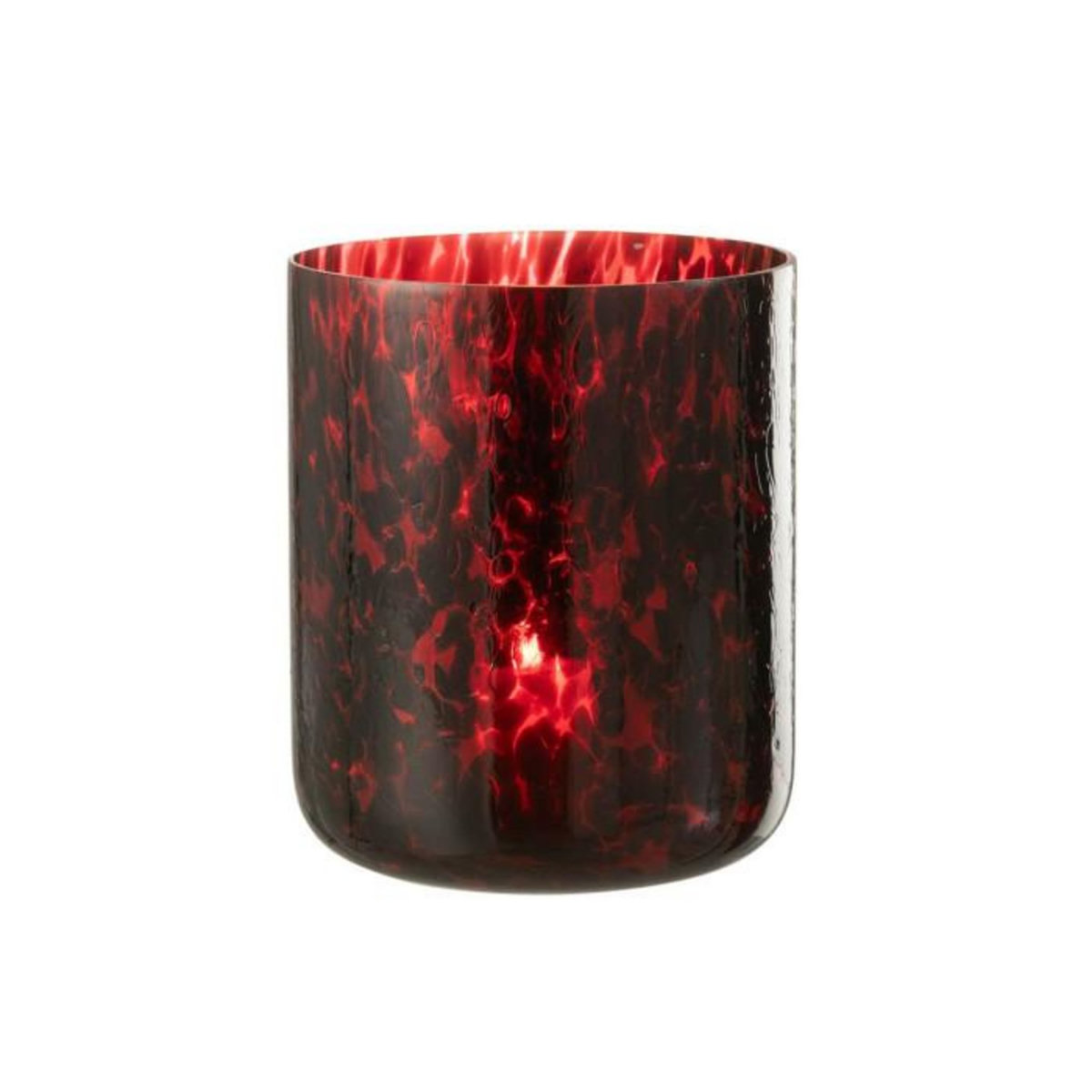 Paris Prix Photophore en Verre Tacheté  Preston  25cm Rouge