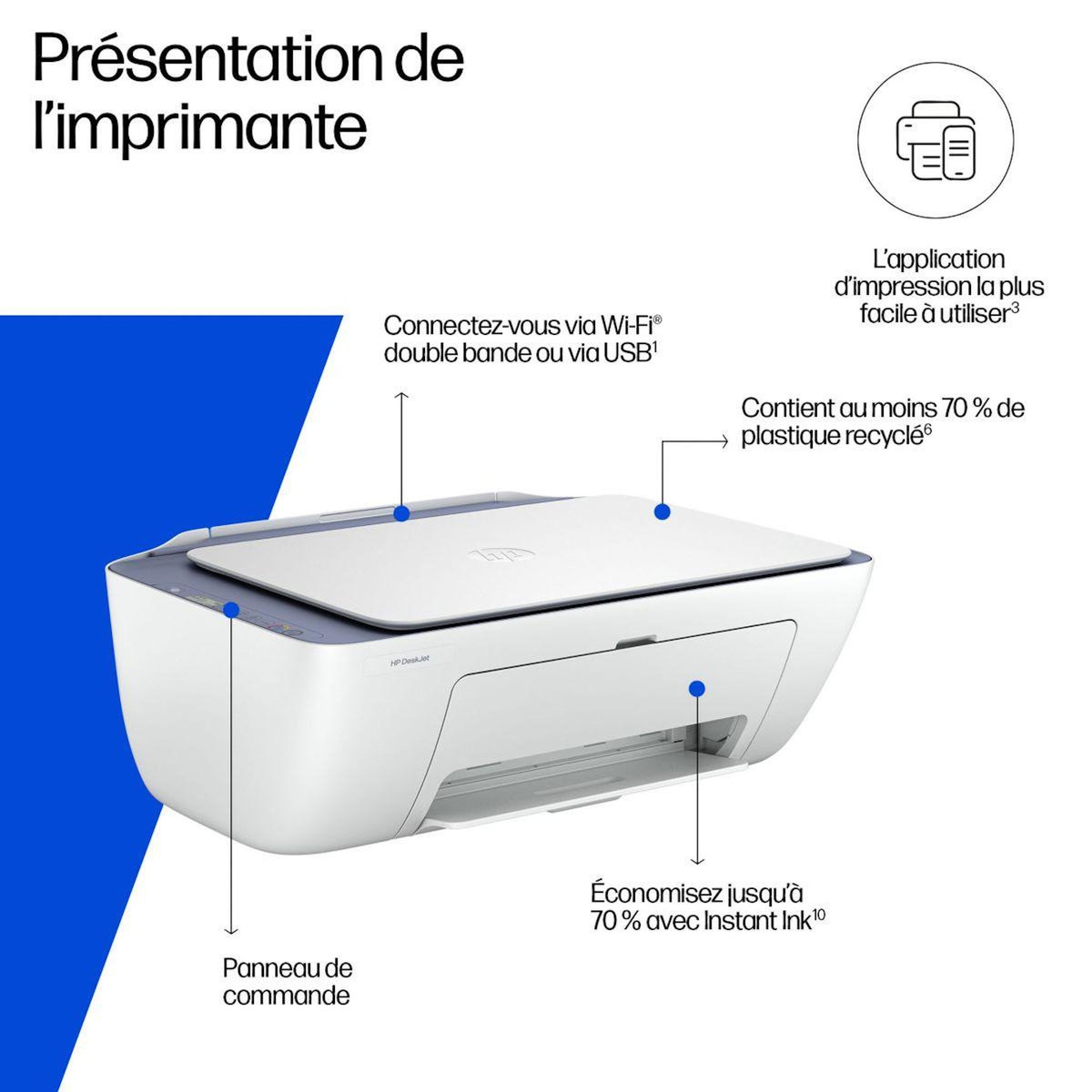 HP Imprimante jet d'encre DeskJet 2922 éligible Instant Ink