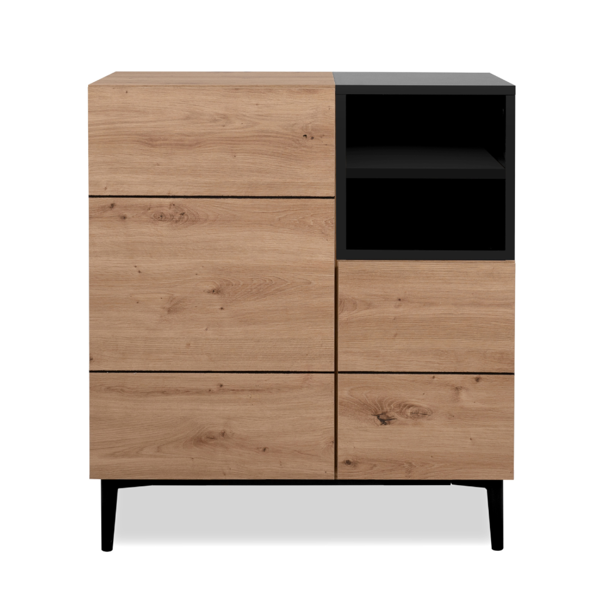 Voir la diapositive 1 : CONCEPT USINE Buffet bois et noir 80cm NOVI