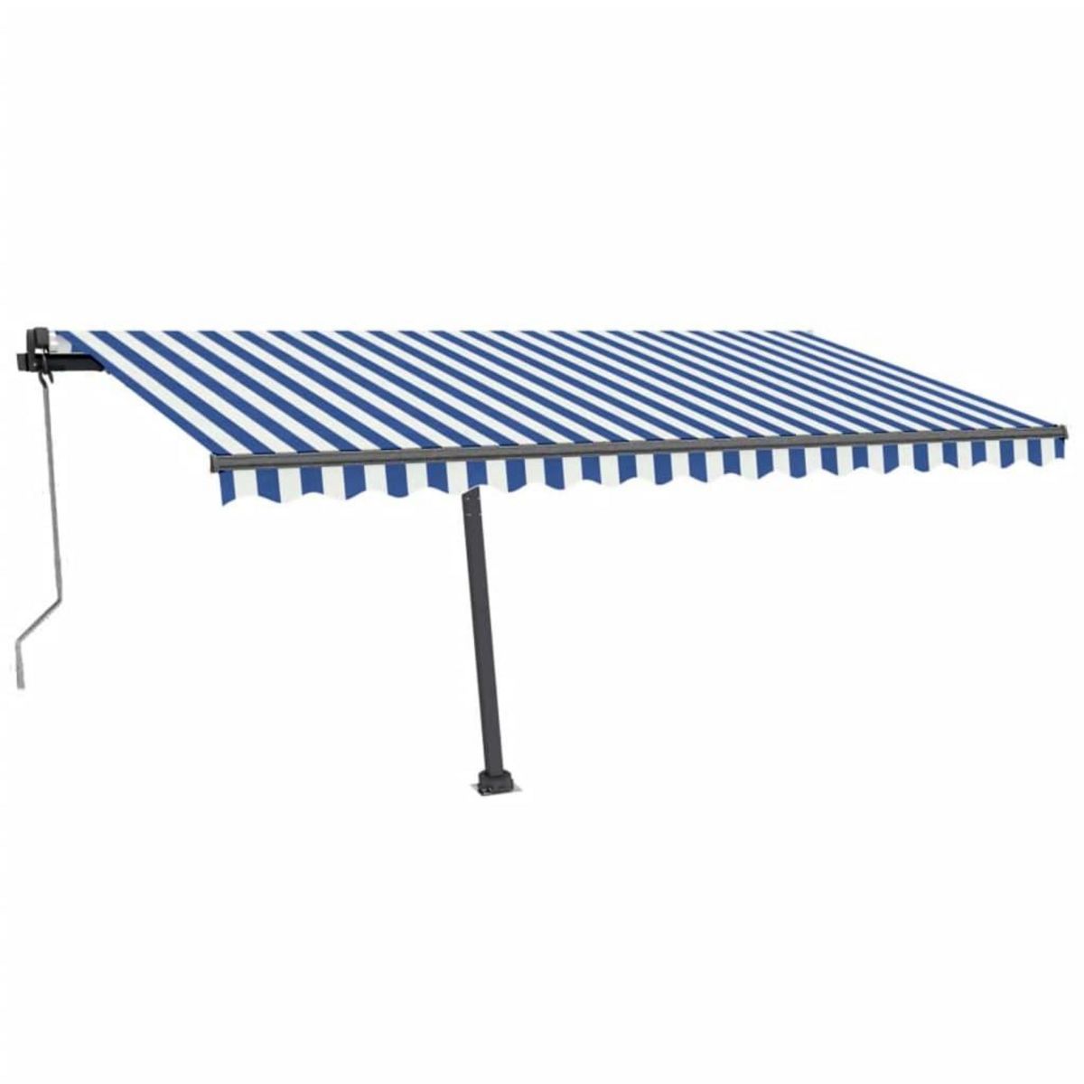 VIDAXL Auvent automatique capteur de vent LED 450x350 cm Bleu et blanc
