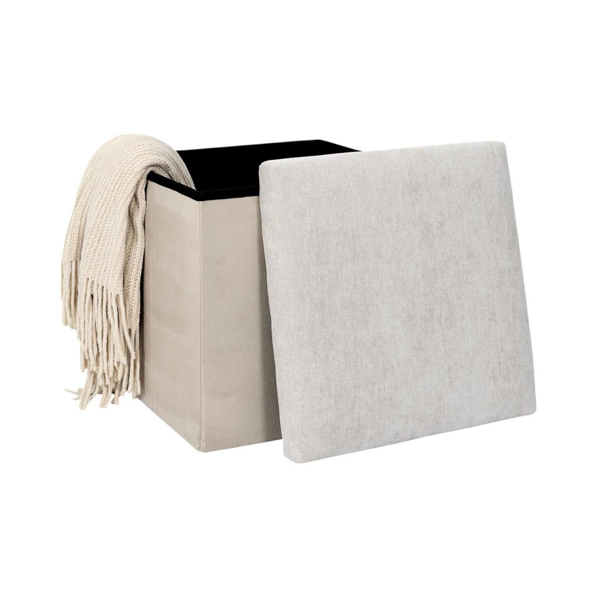 Voir la diapositive 4 : The Home Deco Factory Pouf coffre de rangement  emilia  38cm beige
