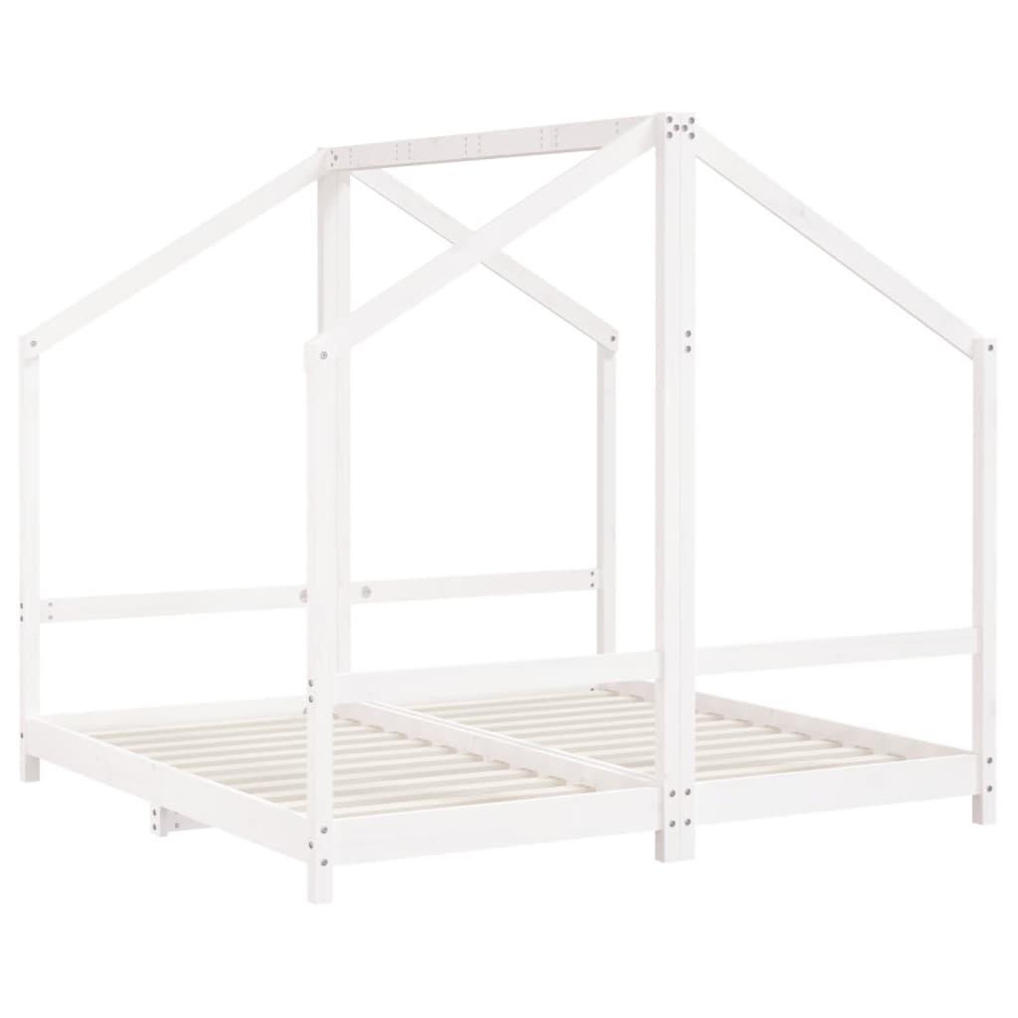 Voir la diapositive 3 : VIDAXL Cadre de lit pour enfant blanc 2x(80x160) cm bois de pin massif