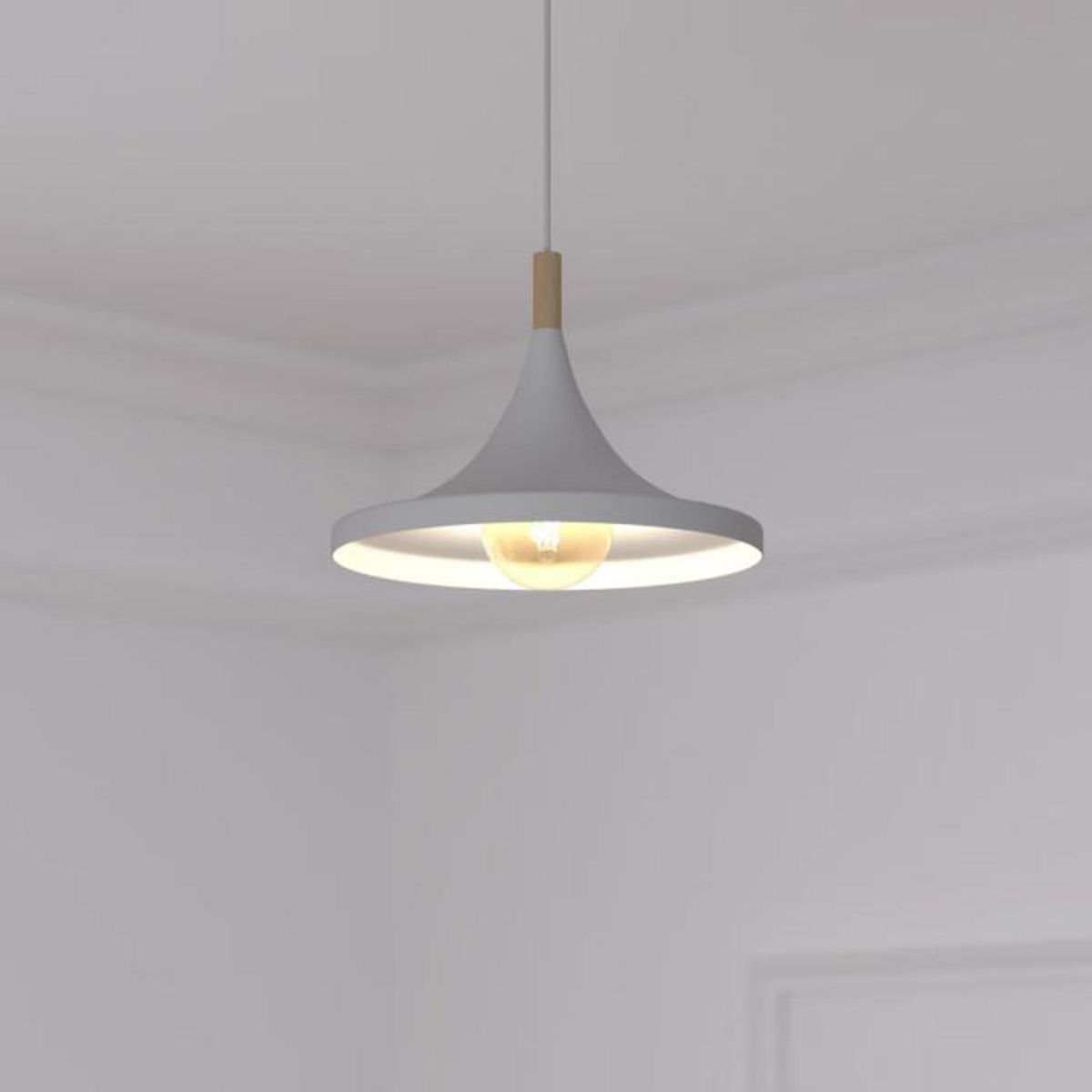 ATMOSPHERA Lampe Suspension Design  Métal & Bois  32cm Blanc