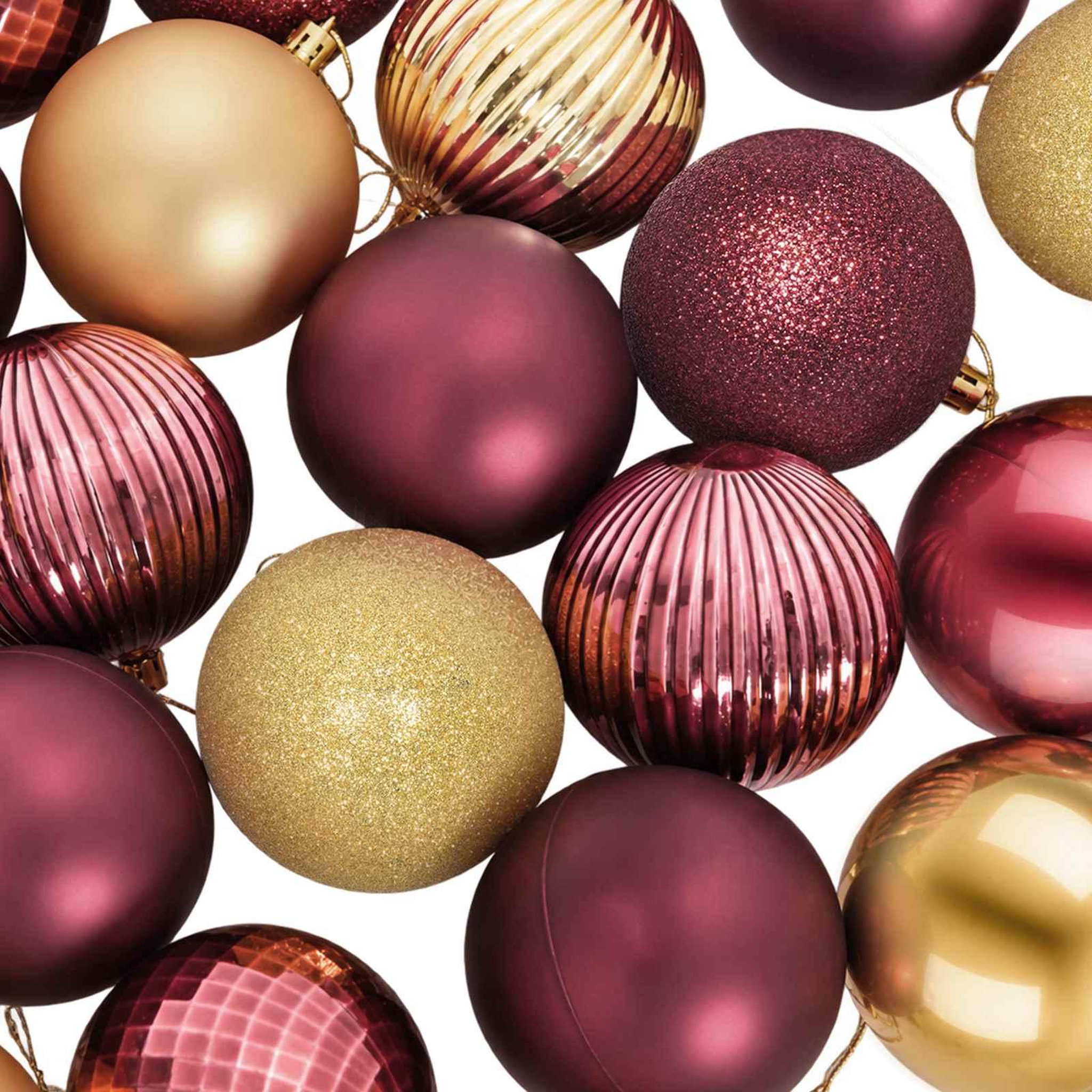 Voir la diapositive 6 : VIDAXL Ensemble de boules de Noël 50 pc Or et rouge bordeaux