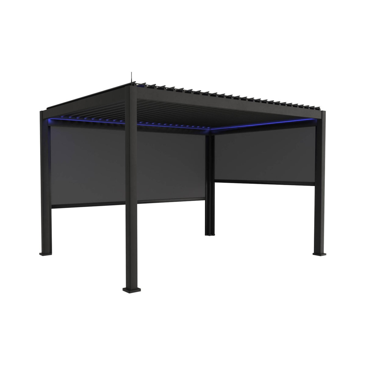 SWEEEK Pergola bioclimatique électrique 3x4m. aluminium. à lames orientables avec éclairage LED + store 3m + store 4m