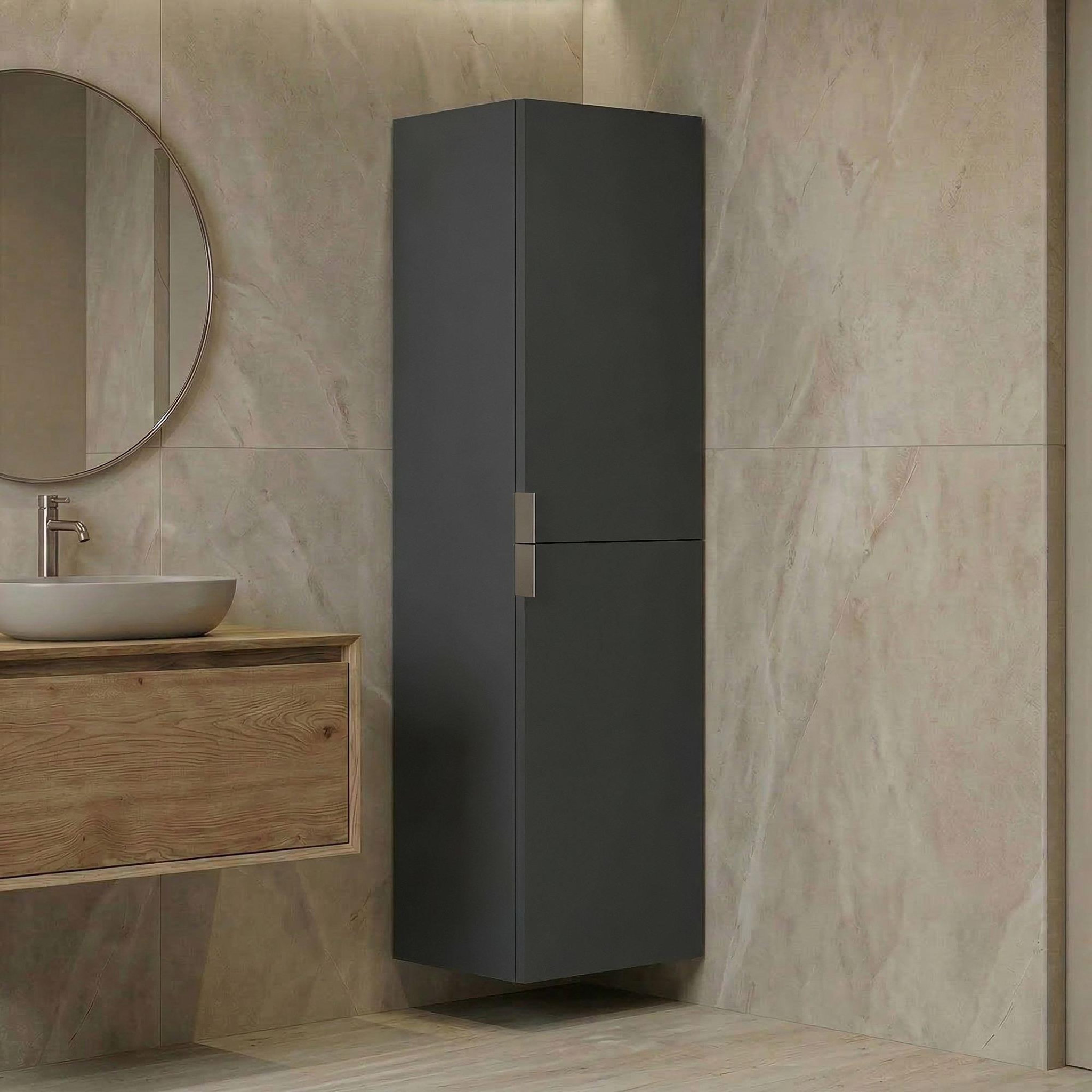 Voir la diapositive 2 : Habitat et Jardin Armoire de Salle de Bain  Purus Desna 40  - 40 x 32 x 138 cm - Matte Anthracite