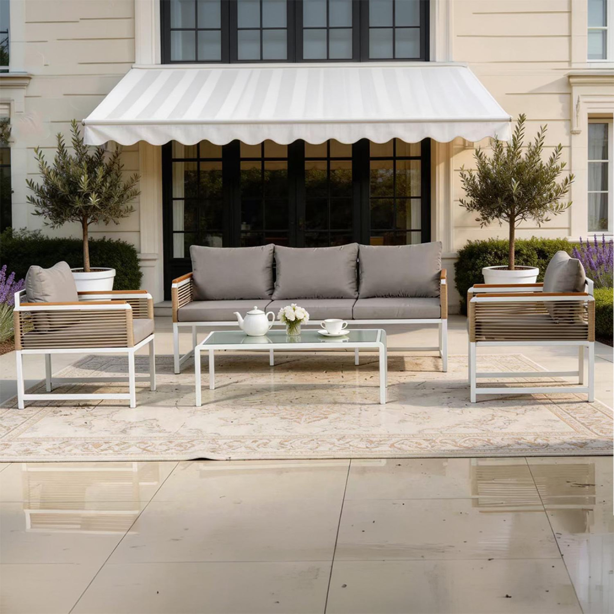 Voir la diapositive 5 : CONCEPT USINE Salon de jardin 5 places avec table basse gris clair solomon
