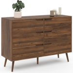 ID MARKET Commode 6 tiroirs HELSINKI 115 cm scandinave effet noyer