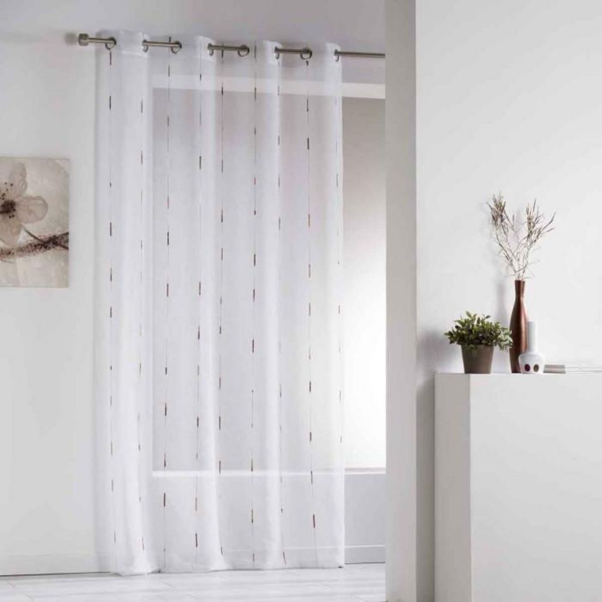 Paris Prix Rideau Voilage à Œillets  Chenilla  140x280cm Naturel