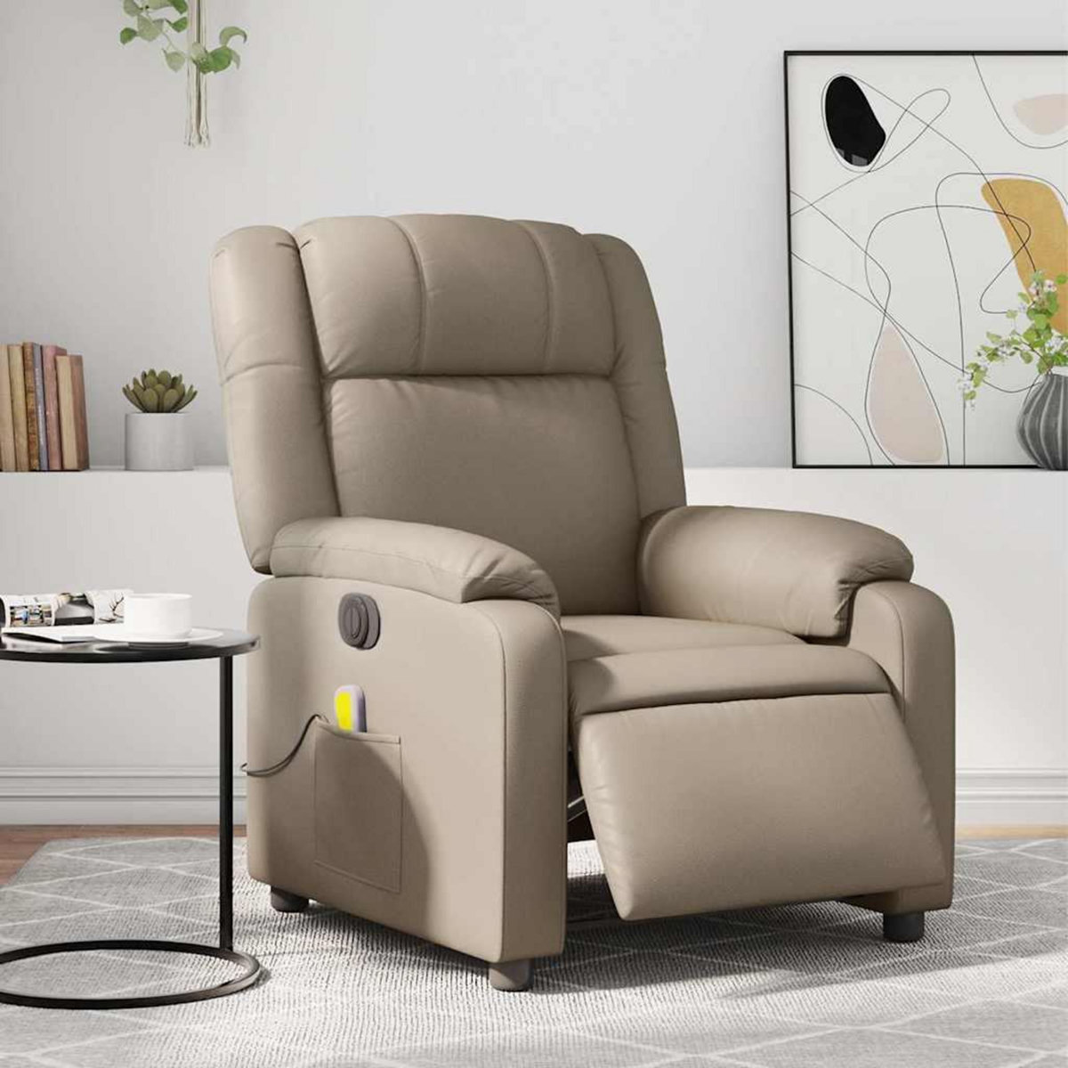 VIDAXL Fauteuil de massage inclinable electrique cappuccino similicuir