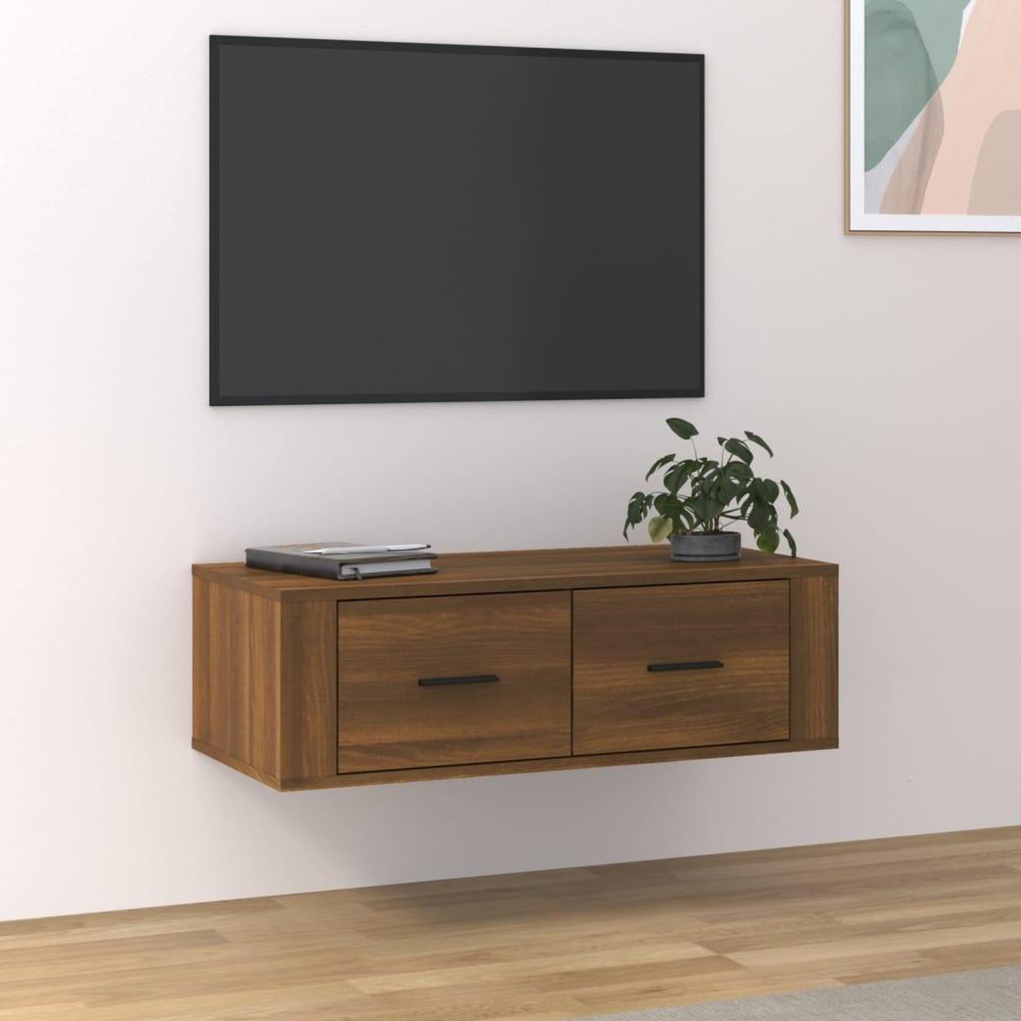 Voir la diapositive 1 : VIDAXL Armoire TV suspendue Chene marron 80x36x25 cm Bois d'ingenierie