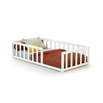 WEBABY Lit enfant au sol en bois 70 x 140 cm KAÏA. Coloris disponibles : Blanc, Beige