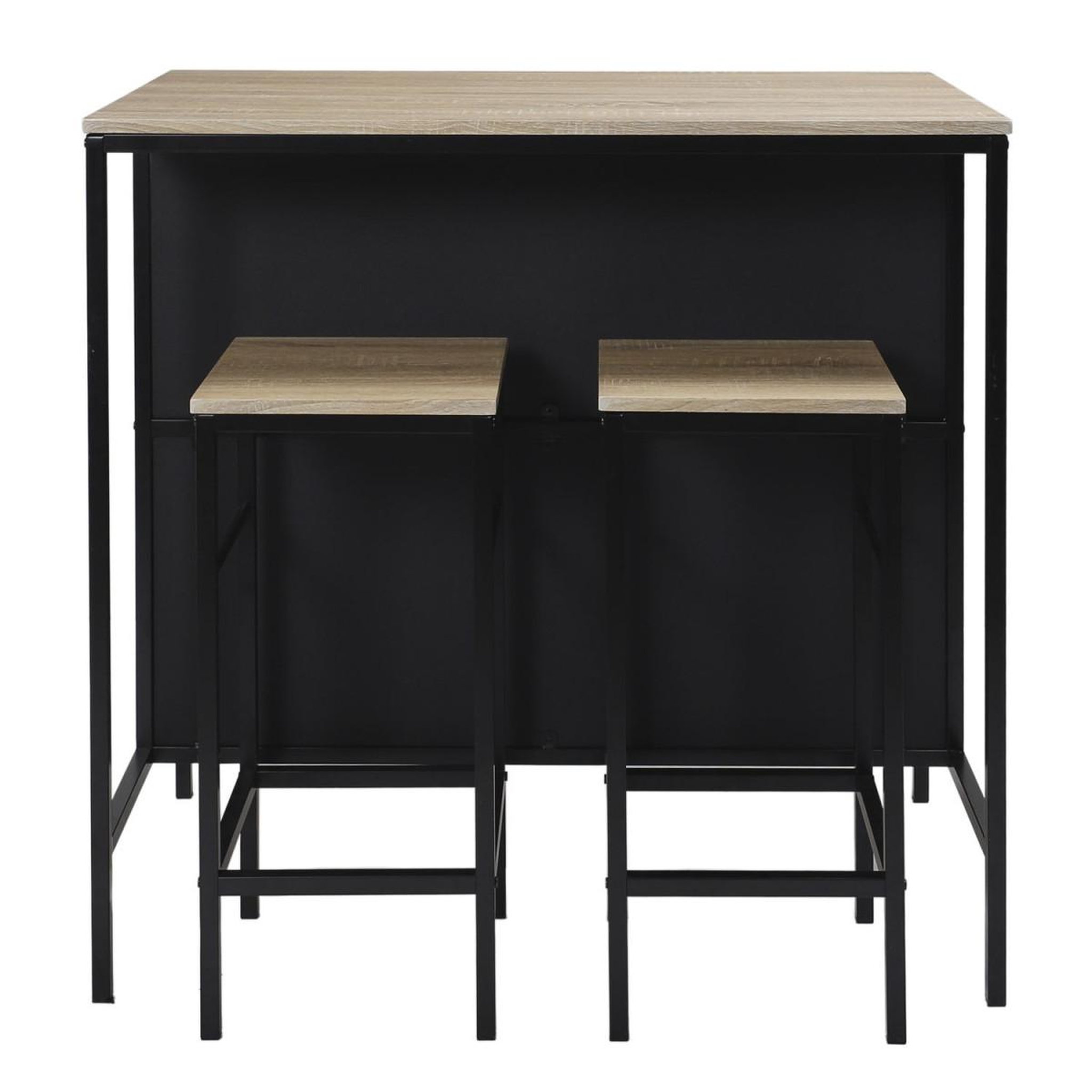 Voir la diapositive 3 : The Home Deco Factory Ilot de cuisine & 2 tabourets  loka  100cm noir
