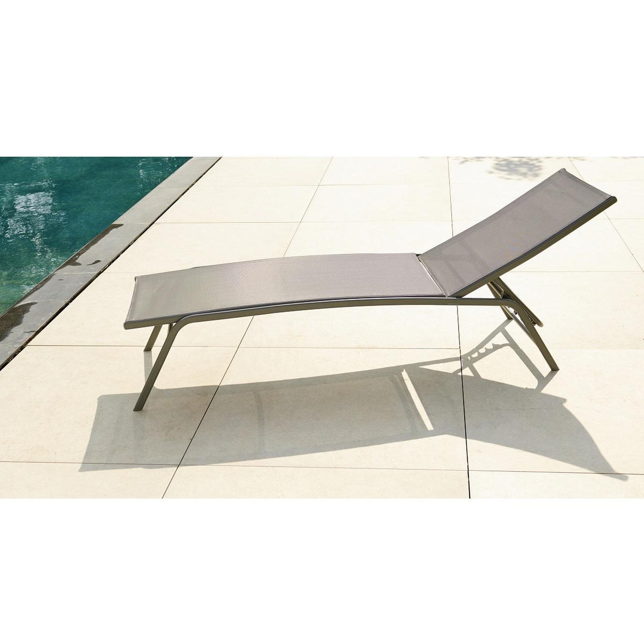 GARDEN STAR Bain de soleil multi-positions - Textilène et acier -  gris 