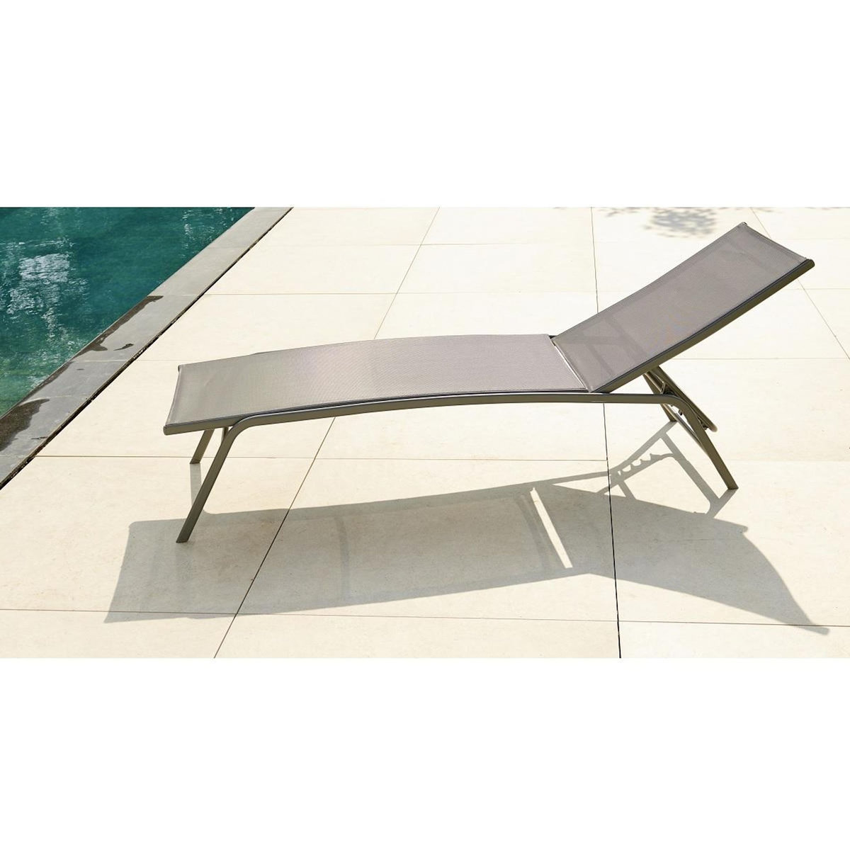 GARDEN STAR Bain de soleil multi-positions - Textilène et acier -  gris 