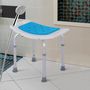 Voir la diapositive 2 : HOMCOM Siège de douche réglable en hauteur tabouret de douche ergonomique pieds antidérapants charge max. 135 Kg alu HDPE blanc bleu