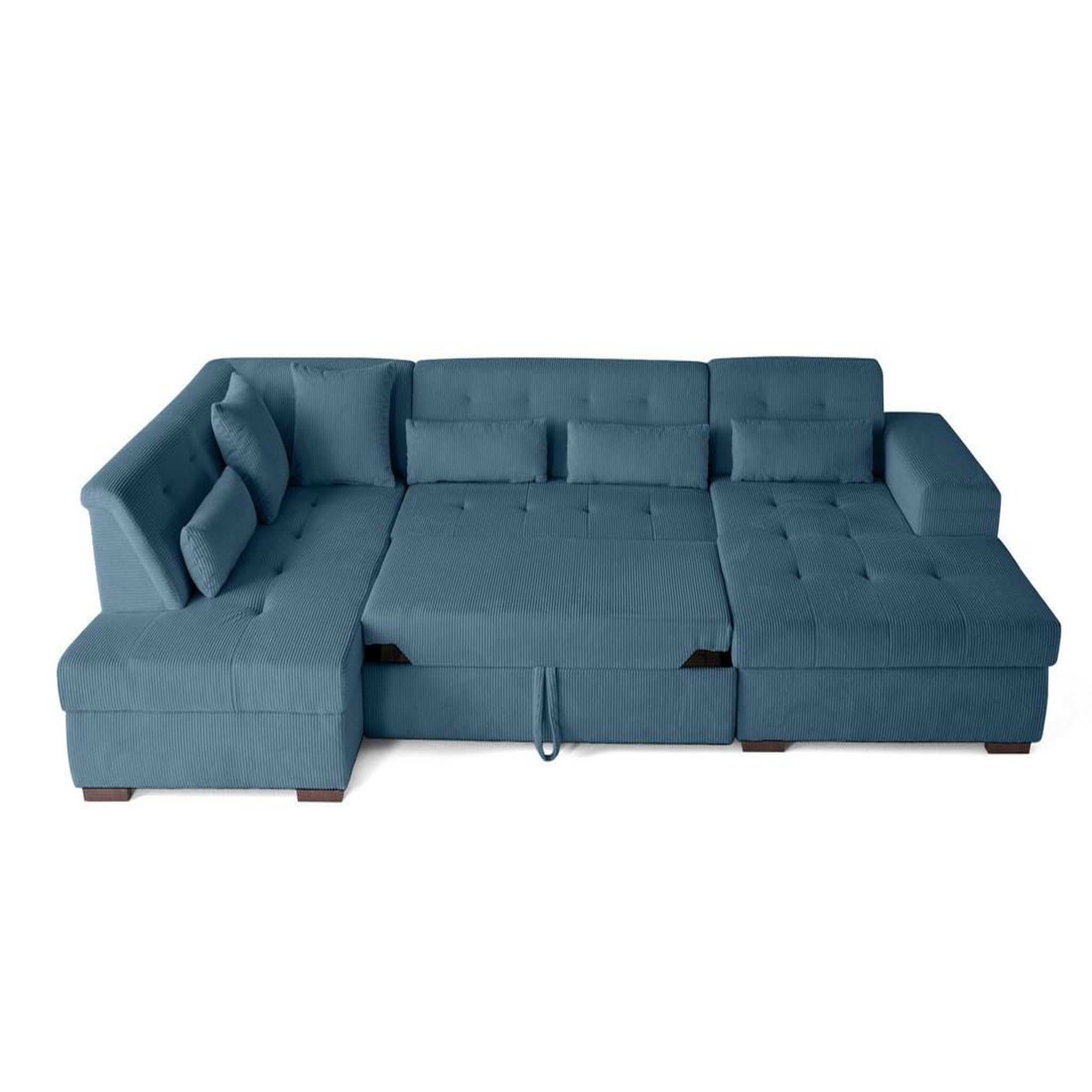 Voir la diapositive 4 : LISA DESIGN Vermont - canapé panoramique d'angle gauche - 7 places - convertible avec coffre - en velours côtelé