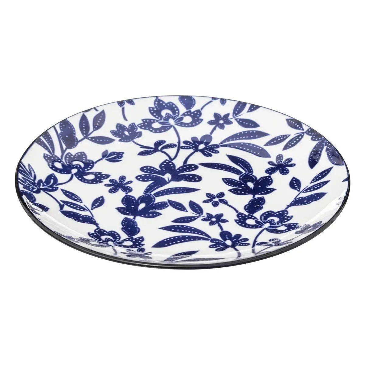 SECRET DE GOURMET Lot de 6 Assiettes à Dessert en Porcelaine  Maria  19cm Bleu