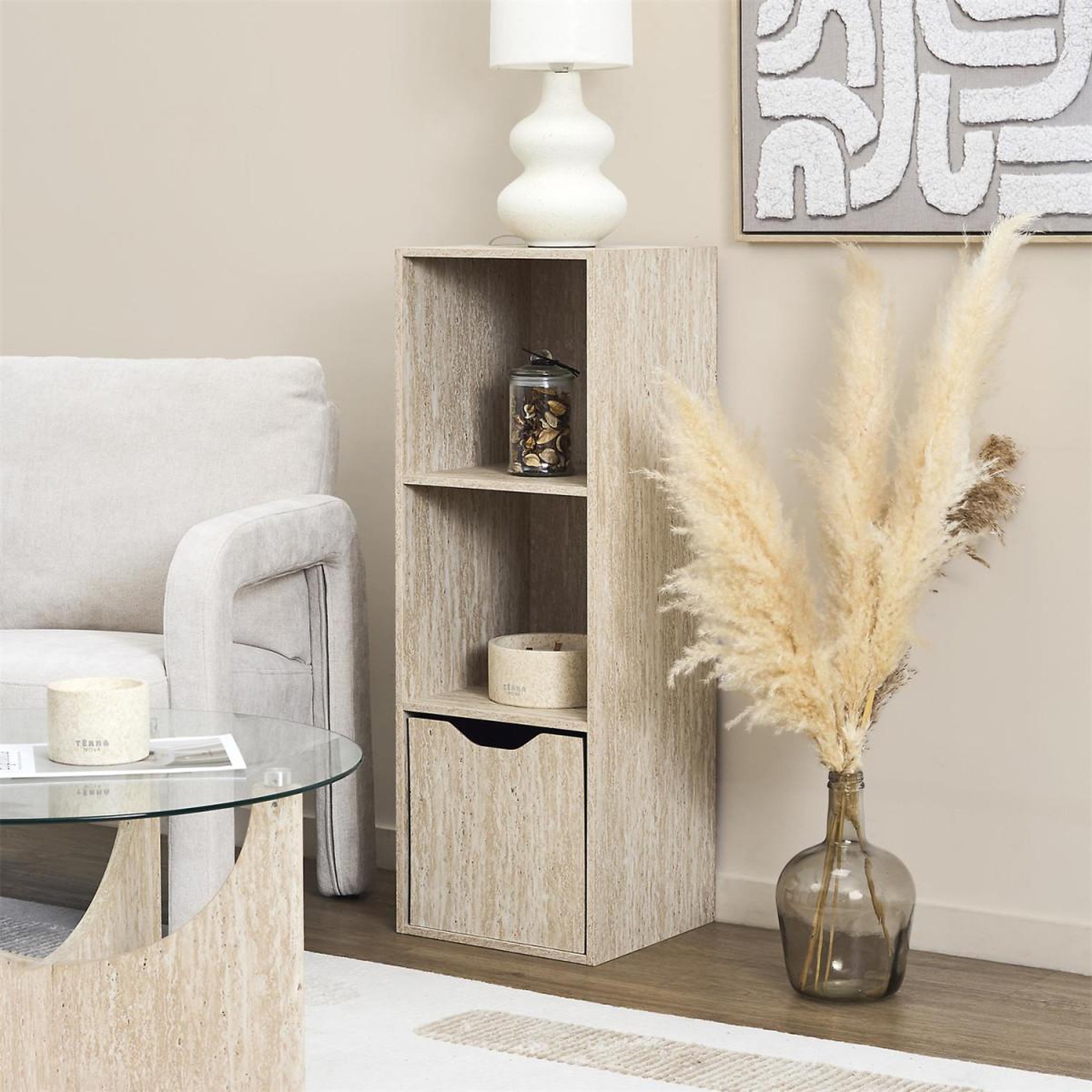 Voir la diapositive 5 : The Home Deco Factory Étagère modulable 3 cases  pietra  34cm beige