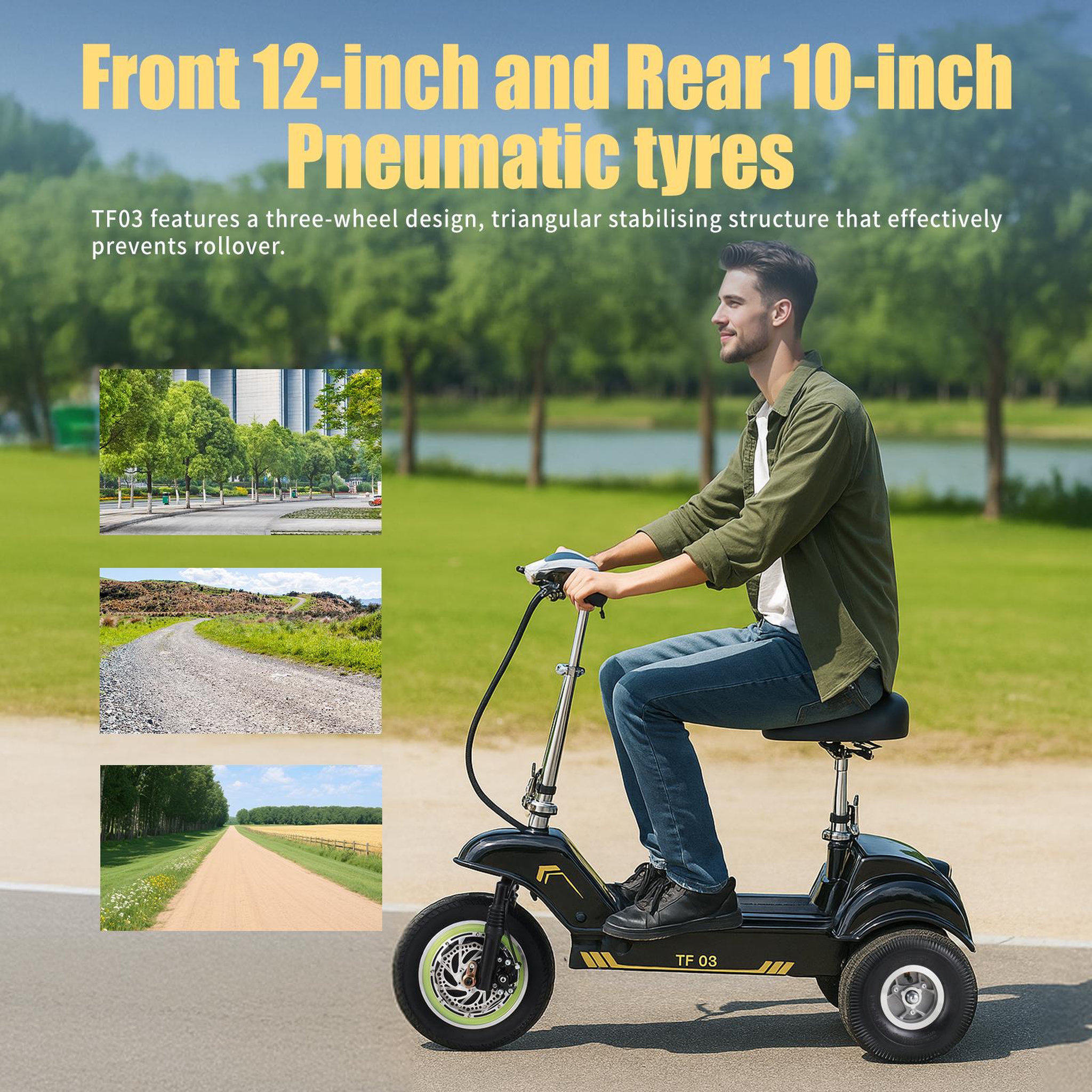 Voir la diapositive 4 : TWOFISH Trottinette électrique à trois roues avec siège amovible twofish tf03